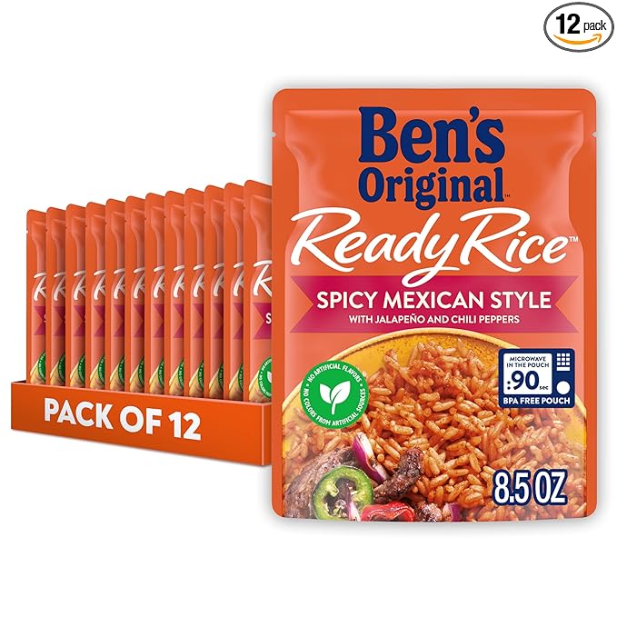 BEN'S ORIGINAL Ready Rice Spicy Mexican Style Flavored Rice, Easy Dinner Side, 8.5 oz Pouch (Pack