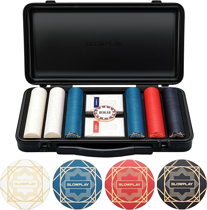 SLOWPLAY Nash Ceramic Poker Chips Set for Texas Hold'em, 300 PCS [Blank Chips], 43mm & 12g Each |