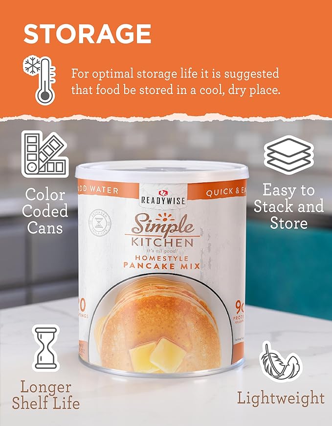 Simple Kitchen Homestyle Pancake Mix ??20 Servings for Family Meal Prep, Gluten Free & Freeze Dried