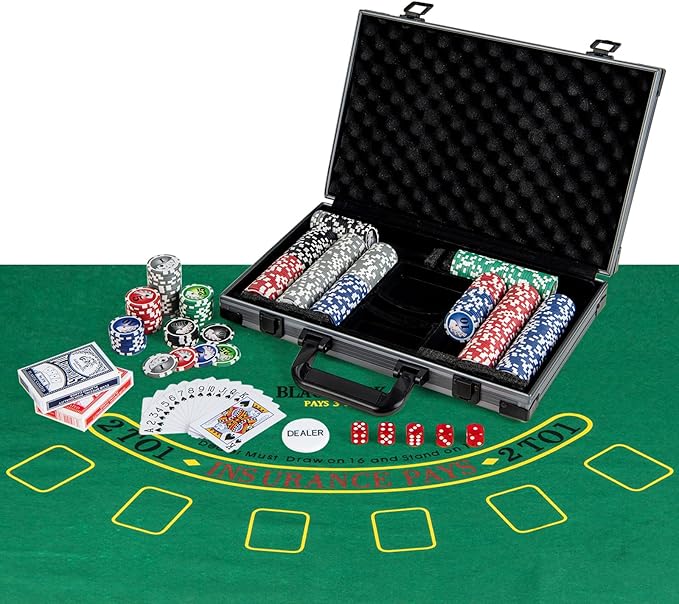 Goplus Poker Chip Set, Casino Poker Chips with 400 PCS Chips, 2 Decks Cards, Dealer Button, Poker