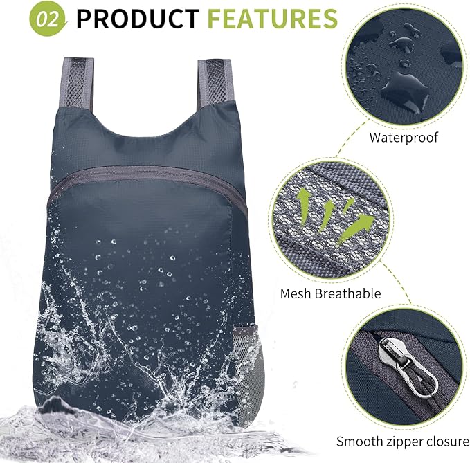 20L Ultra Hiking-Daypack Lightweight Foldable Travel Packable Backpack for Camping Cycling Outdoor