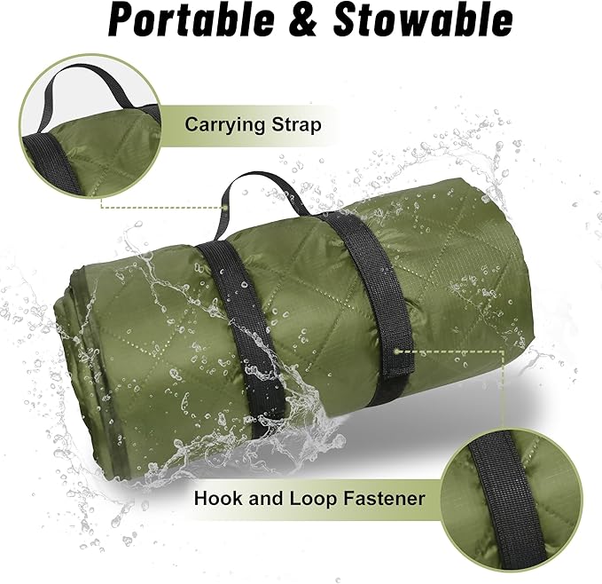 Waterproof Outdoor Blanket 82”X 55” Packable, Stadium Blankets for Camping with Sherpa Fleece