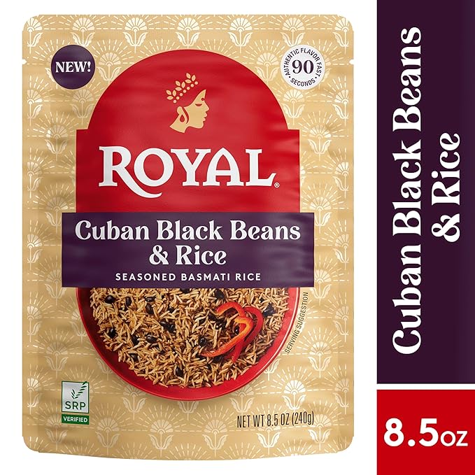 Royal Ready-to-Heat Cuban Black Beans and Basmati Rice (8.5oz, Pack of 6)
