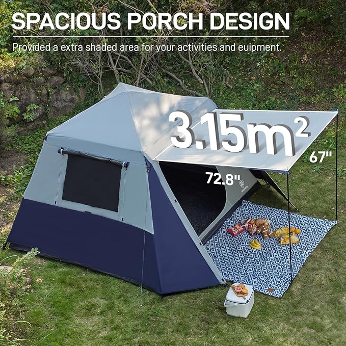 EVER ADVANCED Blackout Design 6 Person Camping Tent, Instant Cabin Tent for Family with Vestibule