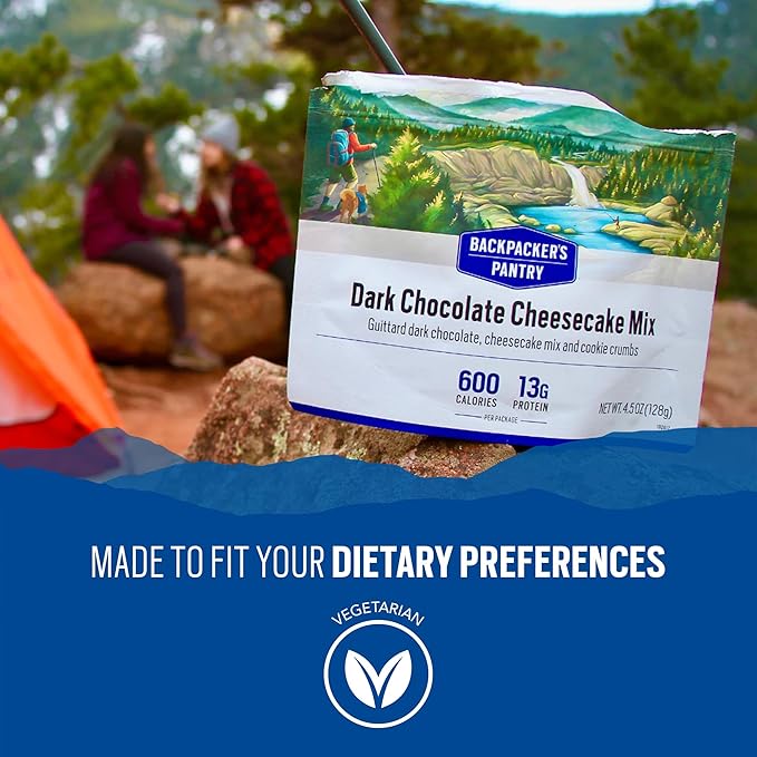 Backpacker's Pantry Dark Chocolate Cheesecake Mix, 2 Servings Per Pouch (6 Count), Freeze Dried