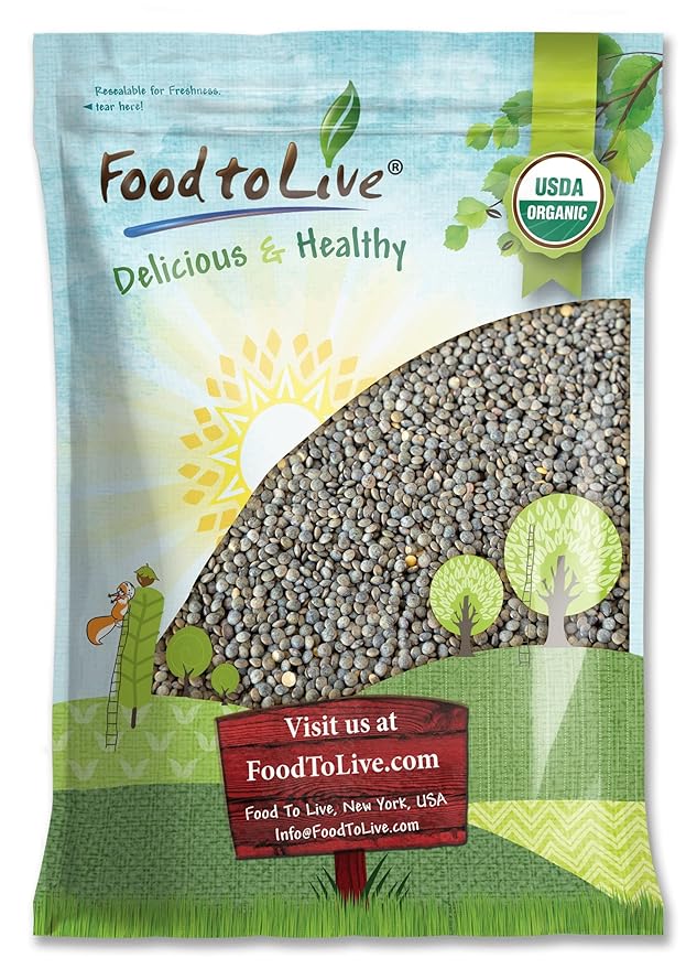 Food to Live Organic French Green Lentils, 10 Pounds ??Non-GMO, Whole Dry Beans, Raw, Sproutable