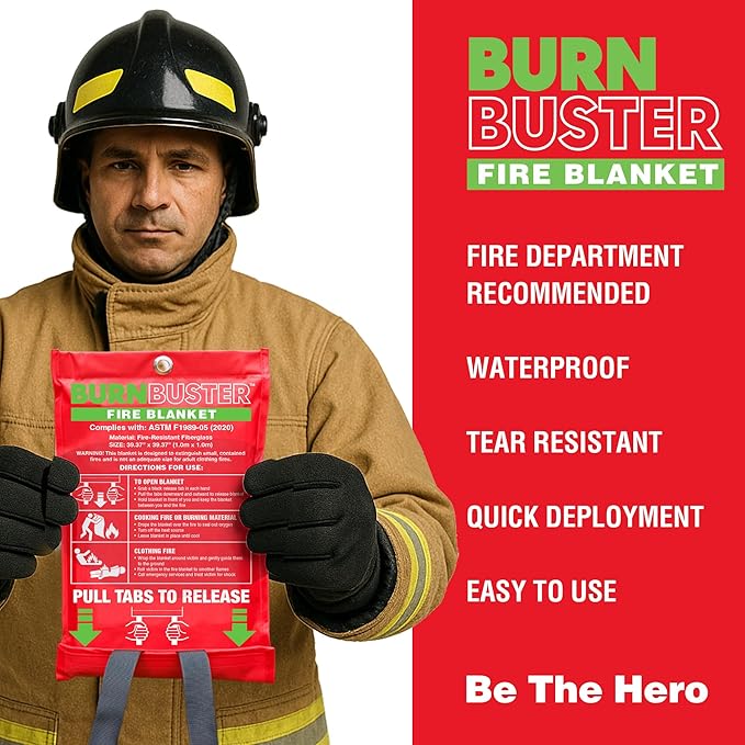 Emergency Fire Blanket - ASTM Certified Fire Suppression Blanket for Home, Kitchen, Grill, Camping