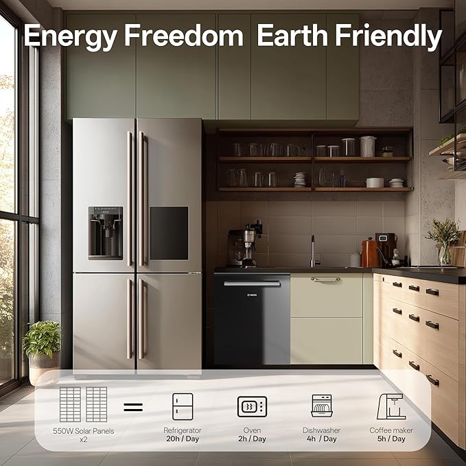 JJN 550 Watt Bifacial Solar Panels 2PCS,12/24/48 Volt Solar Panel,Monocrystalline 1100 Watt for
