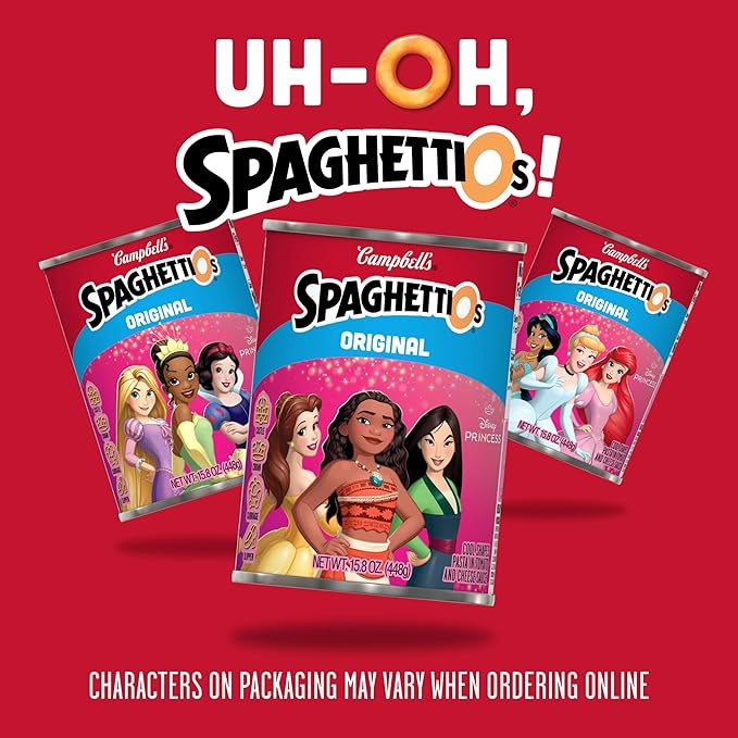 SpaghettiOs Original Disney Princess Shapes Canned Pasta, 15.8 OZ Can