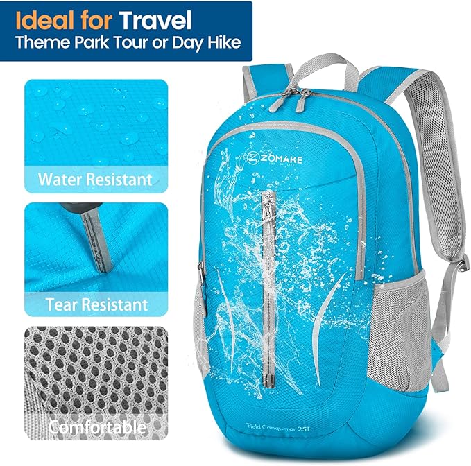 ZOMAKE Ultra Lightweight Packable Backpack 25L, Foldable Hiking Backpacks Water Resistant Small