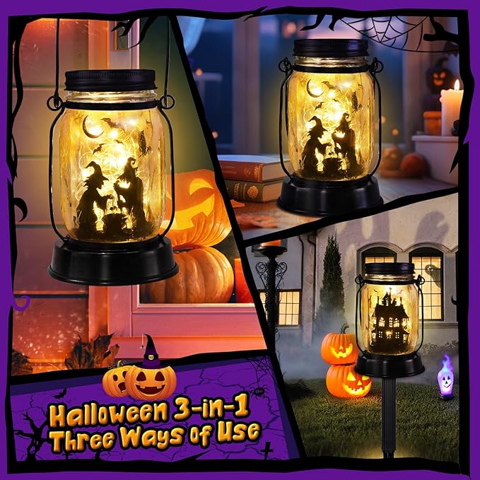 Halloween Decorations Halloween Decor Witch Solar Lanterns Witch Decorations Outdoor Lights Solar