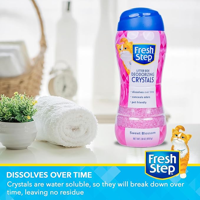 Fresh Step Cat Litter Crystals in Sweet Blossom Scent - Cat Litter Box Deodorizer - Combats Odors