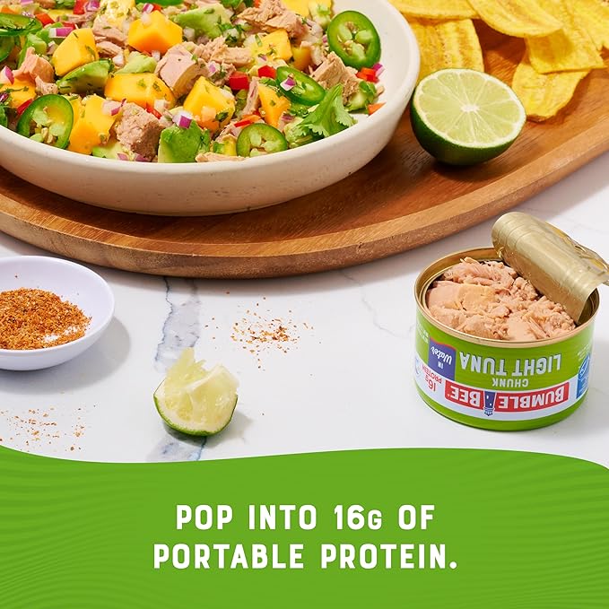 Bumble Bee Snackers - Chunk Light Tuna, 3 oz Easy Open Can - 16g Protein per Serving - Wild Caught