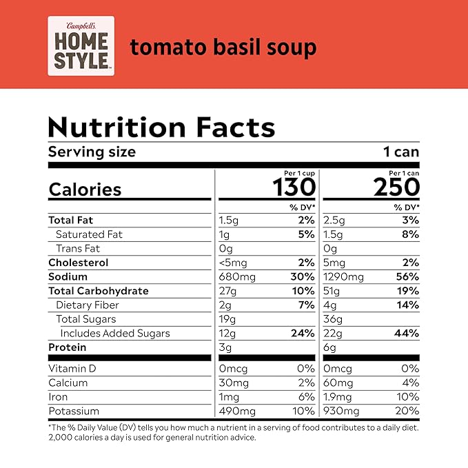 Campbell’s Homestyle Tomato Basil Soup, 16.3 oz Can (Pack of 12)