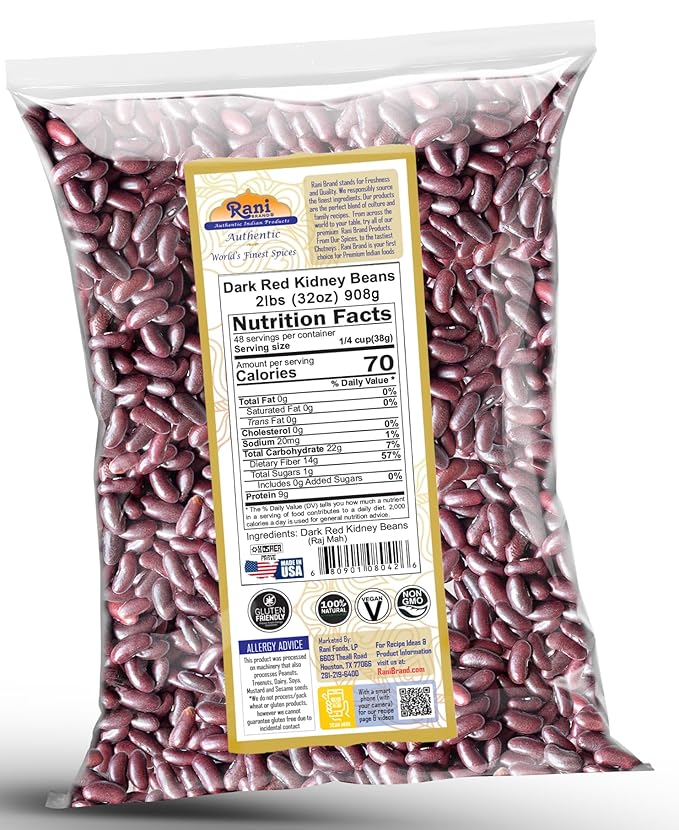 Rani Red Kidney Beans, Dark 32oz (2lbs) 908g ~ All Natural | Vegan | Gluten Friendly | NON-GMO |