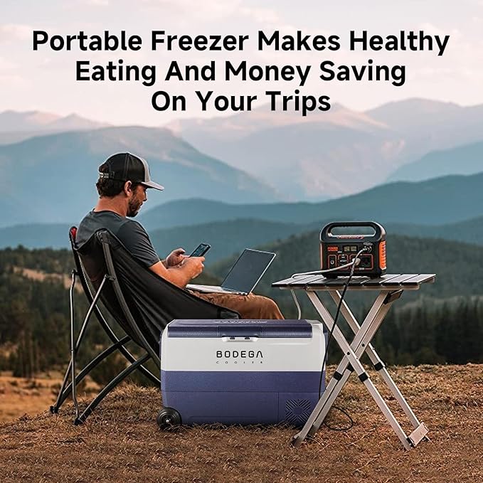 BODEGACOOLER 12 Volt Portable Refrigerator,53 Quart Car Fridge Dual Zone -4℉-68℉,50L Car Freezer