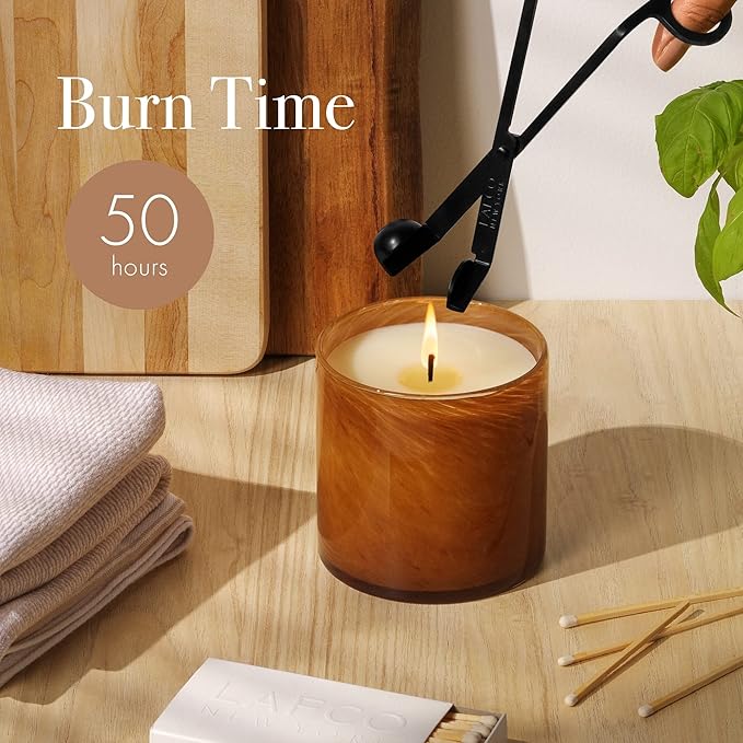 LAFCO New York Classic Candle, Amber Black Vanilla - 6.5 oz - 50-Hour Burn Time - Reusable, Hand