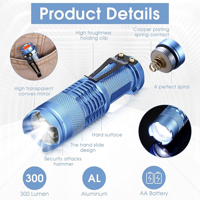 Fumete 20 Pieces LED Flashlight Mini 3 Mode Tactical Torch Small Water Resistant Pocket Flash Light