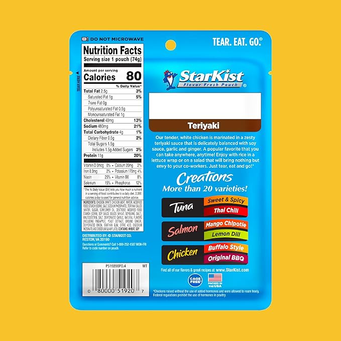 StarKist Chicken Creations Teriyaki, Single Serve Pouch, 2.6 oz