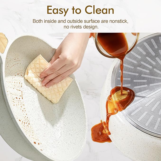 SENSARTE Nonstick Ceramic Saute Pan 10 Inch/3.5QT, Non-toxic Deep Frying Pan Skillet with Lid