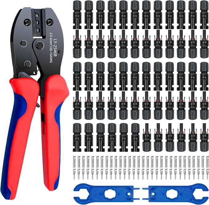 Solar Panel Connector, 60PCS Solar Crimper Tool Kit for Connecting Solar Panel Cable Wire, Solar