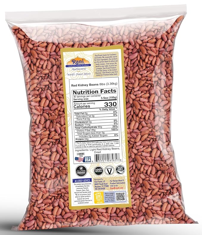 Rani Red Kidney Beans, Light 128oz (8lbs) 3.63kg Bulk ~ All Natural | Vegan | Gluten Friendly |