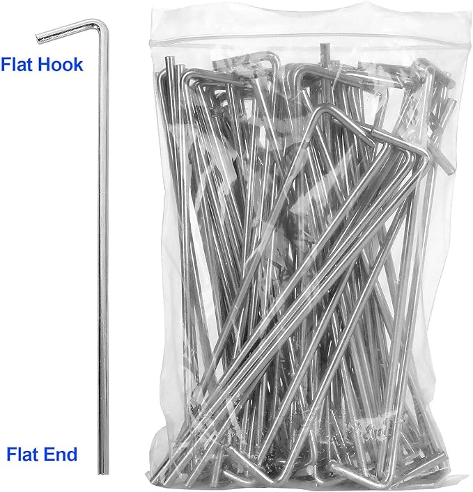 100 Pack Tent Stakes 6-3/4?�Galvanized Steel Metal Tent Stakes Pegs, Garden Stakes Edging Fence