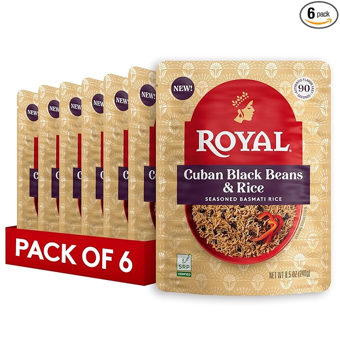 Royal Ready-to-Heat Cuban Black Beans and Basmati Rice (8.5oz, Pack of 6)