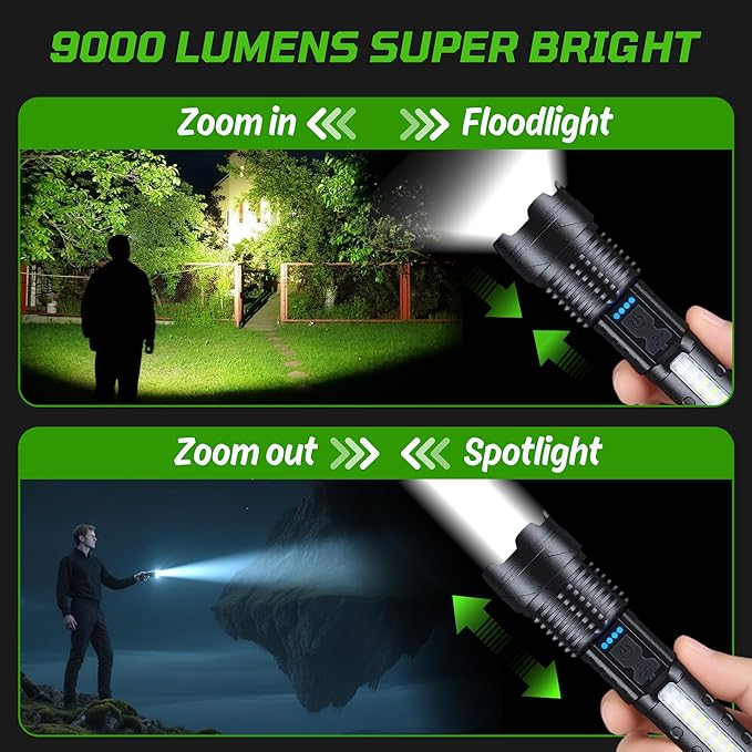 4Pack Rechargeable Flashlights, 7Mode Flashlights High Lumens, Super Bright LED Flashlight