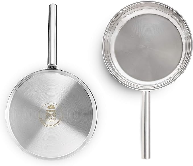 Camping Cookware Set 304 Stainless Steel 8-Piece Pots & Pans Open Fire Cooking Kit | Frying Pan