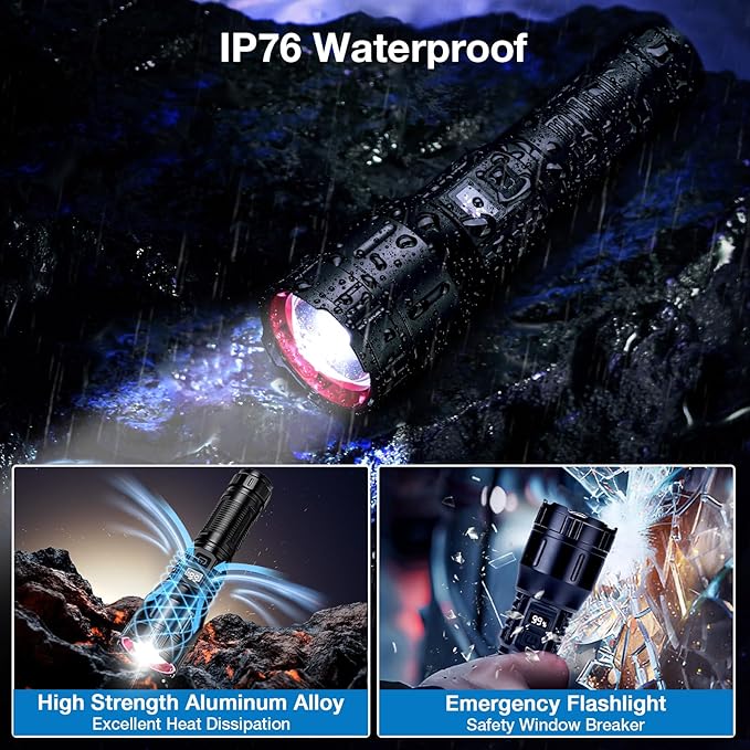 Rechargeable Flashlights High Lumens 990,000L (2Packs), Super Bright LED Handheld Tactical Flash
