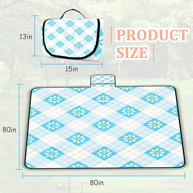Extra Large Picnic Blanket Waterproof,80"x 80"Foldable Machine Washable Beach Blankets,Outdoor