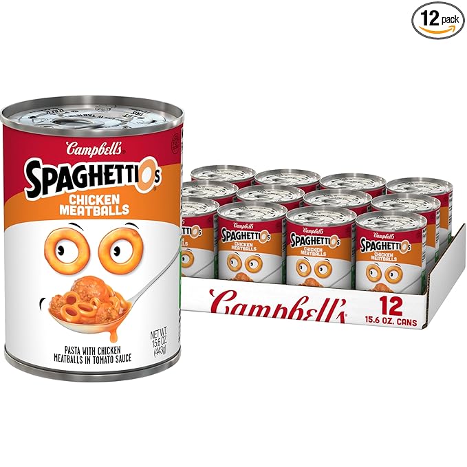 SpaghettiOs Canned Pasta with Chicken Meatballs, 15.6 oz Can (Pack of 12)