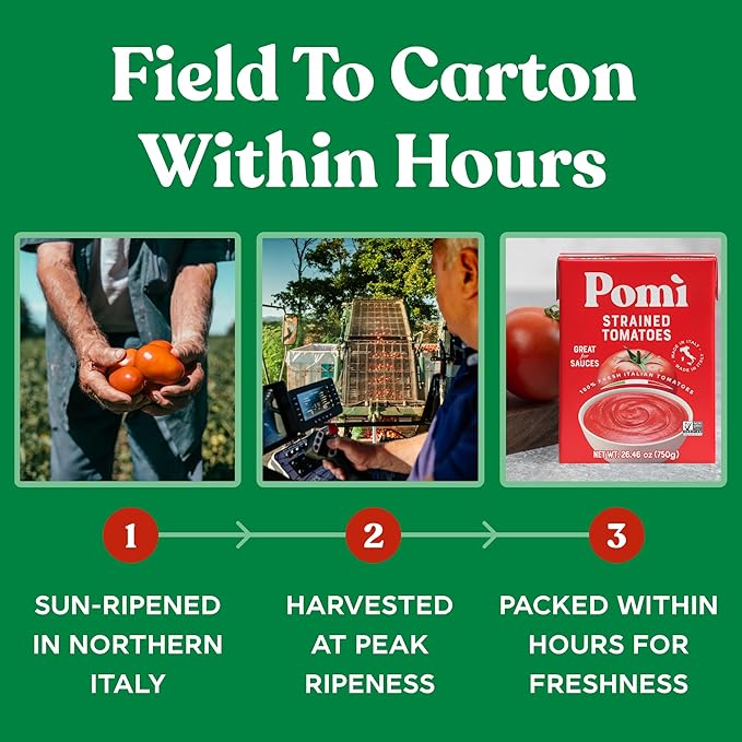 Pomì Strained Tomatoes 26.46oz (Pack of 12) - Creamy, Velvety Tomato Puree, No Additives or
