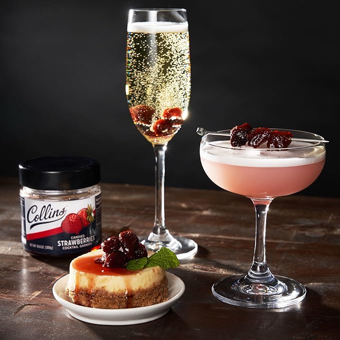 Collins Strawberries in Syrup, Cocktail Garnish for Daiquiris, Sours, Champagne, Desserts and Baked