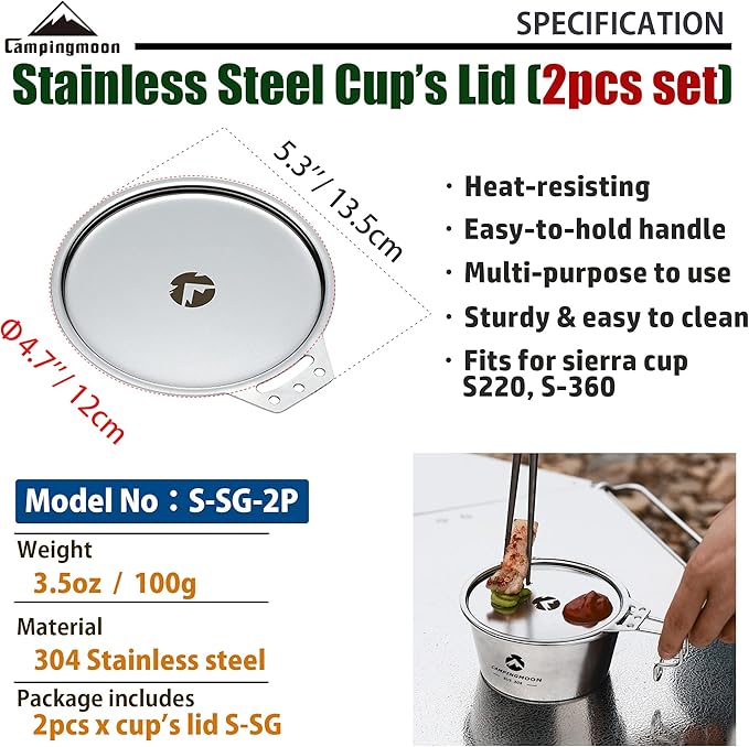 camping moon CAMPINGMOON 304 Stainless Steel Plate Lid for Sierra Cup φ12cm S-SG