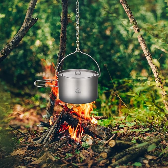 Camping Pot, Titanium Pot 750ml/900ml/1100ml/1600ml/2000ml/2800ml Ultralight ing Pot with Lid and
