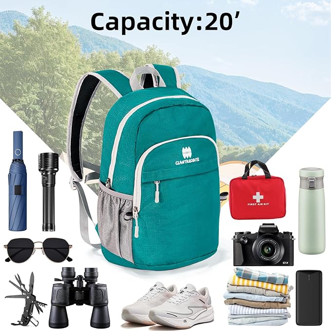 Lightweight Packable Small Hiking Backpack for Women Men - 20L Waterproof Foldable Daypack for