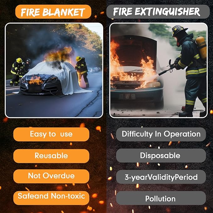 Emergency Fire Blanket for Car Vehicle Fiberglass Extinguisher Blanket Large Fire Suppression