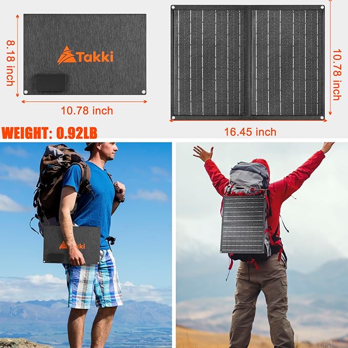 Takki 111Wh Portable Solar Generator Power Station with 21W Foldable Solar Panel, 120W Peak Solar