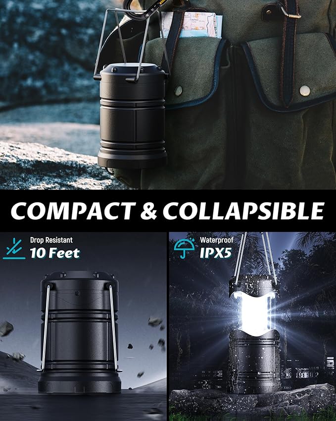 Lichamp 4 Pack LED Camping Lanterns, Battery Powered Camping Lights LED Collapsible Flashlight