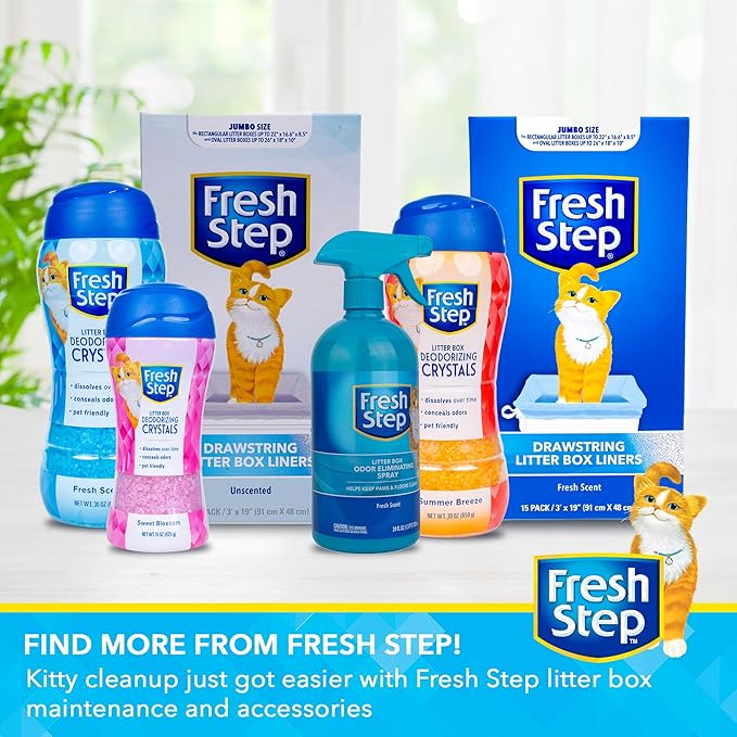Fresh Step Cat Litter Crystals in Sweet Blossom Scent - Cat Litter Box Deodorizer - Combats Odors