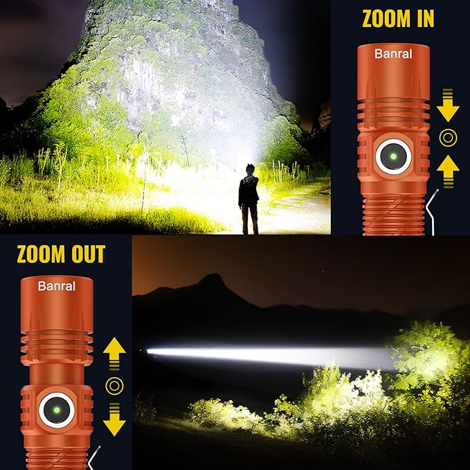 Rechargeable Tactical Flashlights, High Lumens Small Mini USB-C LED Flashlight, Compact EDC Flash