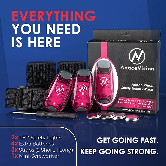 LED Safety Light (2 Pack) - Clip On Strobe/Running Lights for Runners, Dog, Bike, Walking, Boat