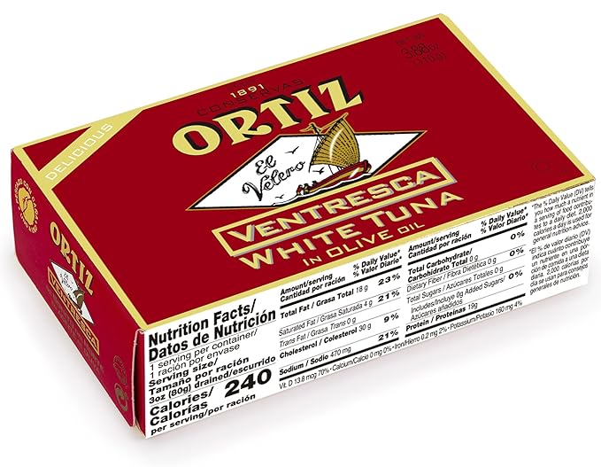 Ortiz Ventresca White Tuna Belly in Olive Oil, Tender Buttery Fillets with Exquisite Flavor