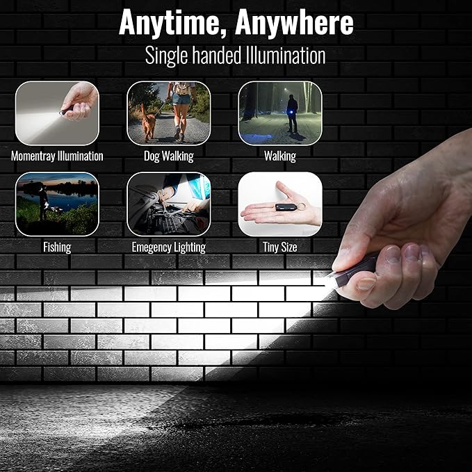 Rechargeable Keychain Flashlight, 120 Lumen Mini Flashlight, EDC Keychain Light, Flashlight