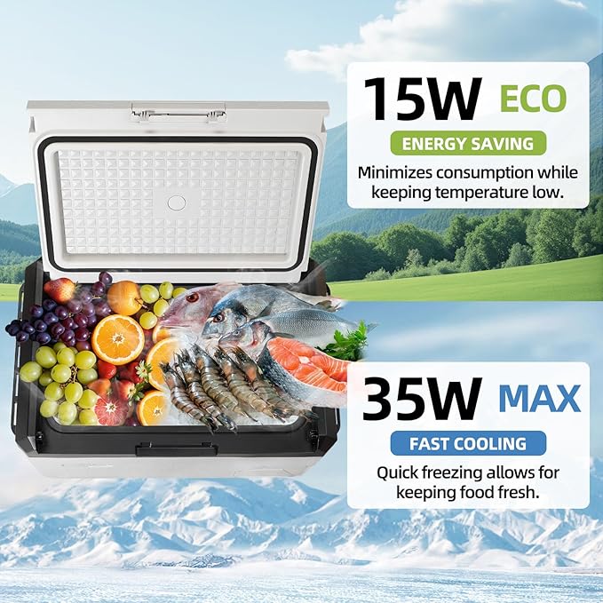 12V Car Refrigerator, 22QT Portable Freezer Compressor Cooler with Reversible Door, 100–240V AC /