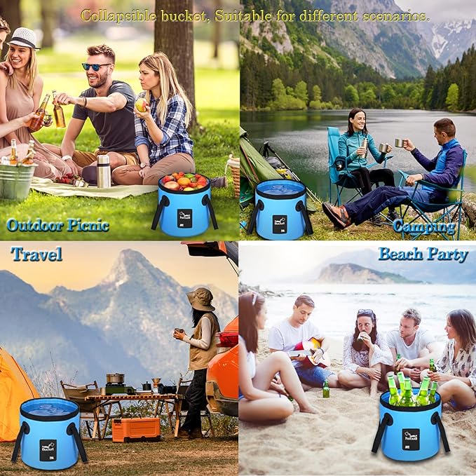 Esthesia Collapsible Bucket, 5 Gallon Portable Folding Water Container for Travelling, Camping