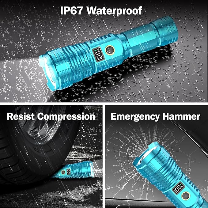 Flashlights High Lumens Rechargeable, LED Super Bright Flash Light Long Beam, Zoomable Linternas