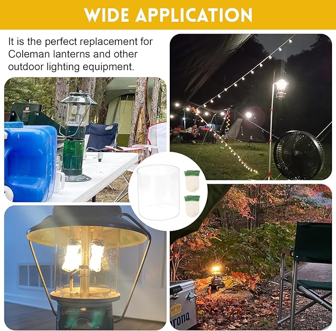 EINDER Propane Lantern Mantles with Lantern Globe Replacement Set Compatible with Coleman Kerosene